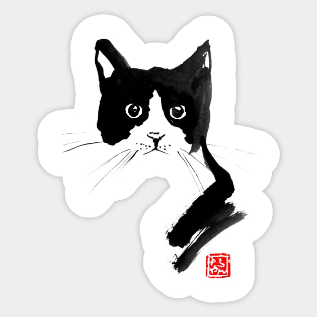 black and white cat Sticker by pechane